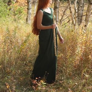 Vintage Handmade Green Suede Dress